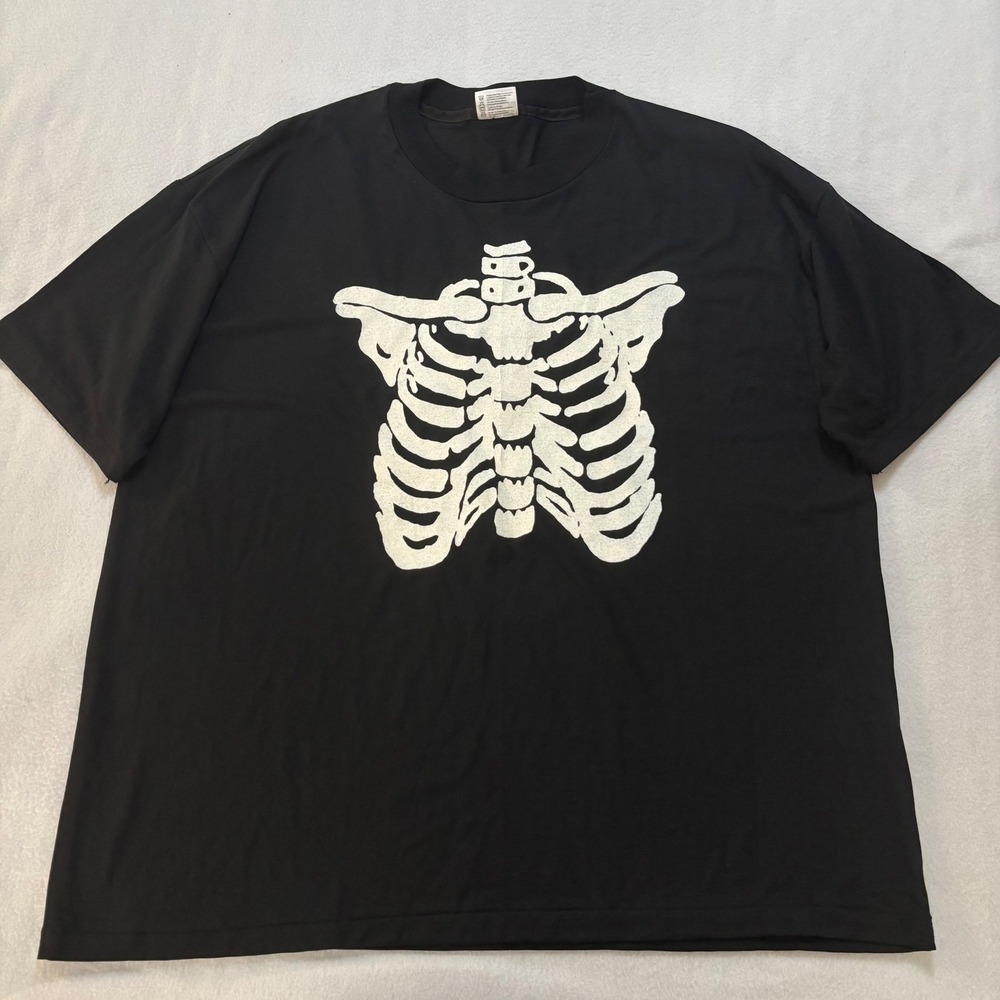 Hanes Fifty-Fifty Skeleton Rib Cage MITA Skeleton Crew Graphic T-Shirt Black XXL
